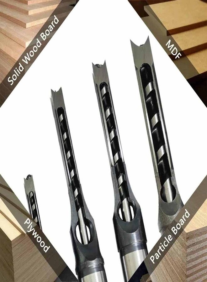 UPTODATETOOLS مجموعة أدوات UPTODATETOOLS المكونة من 4 قطع من مثقاب الثقوب المربعة HSS وإزميل التثقيب، مثقاب حلزوني لأعمال النجارة، مثقاب مربع للأثاث DIY بأحجام 6/8/10/12.7 مم - Image 3